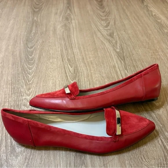 CALVIN KLEIN Red Belicia Loafers Flats Sz 9 Shoes Preppy Classic Ruby Slippers​​ - Picture 10 of 10